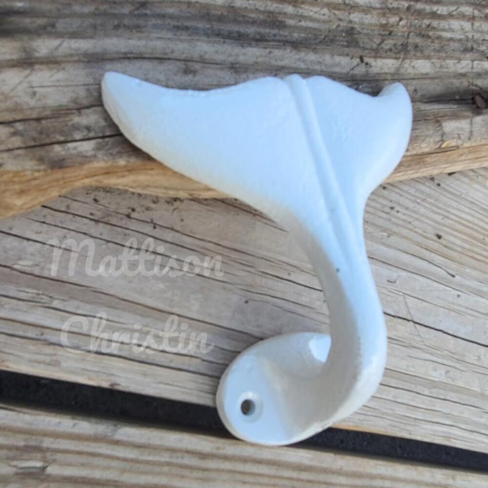 White Whale Fluke Tail Hook Towel Hat Coat Key Rack